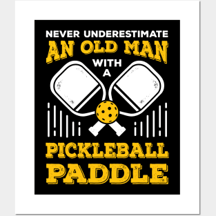 Old Man Pickleball Player Grandpa Gift Posters and Art